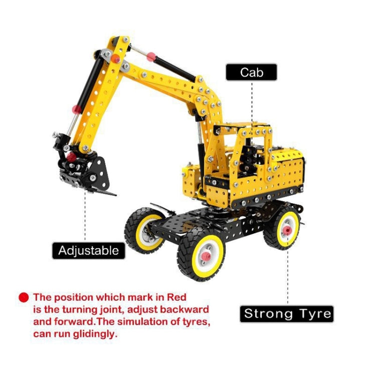 MoFun SW-007 Blocchi di assemblaggio per escavatore in acciaio inossidabile fai-da-te da 502 pezzi, SW-007 Excavator