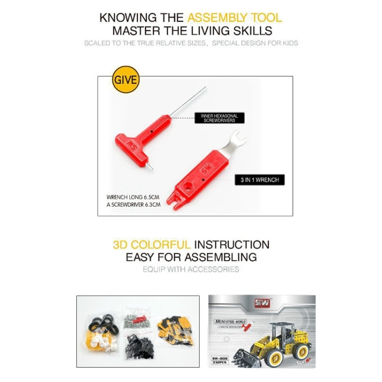 MoFun SW-008 Blocchi di assemblaggio per caricatore per auto fai-da-te in acciaio inossidabile da 332 pezzi, SW-008 Car Loader