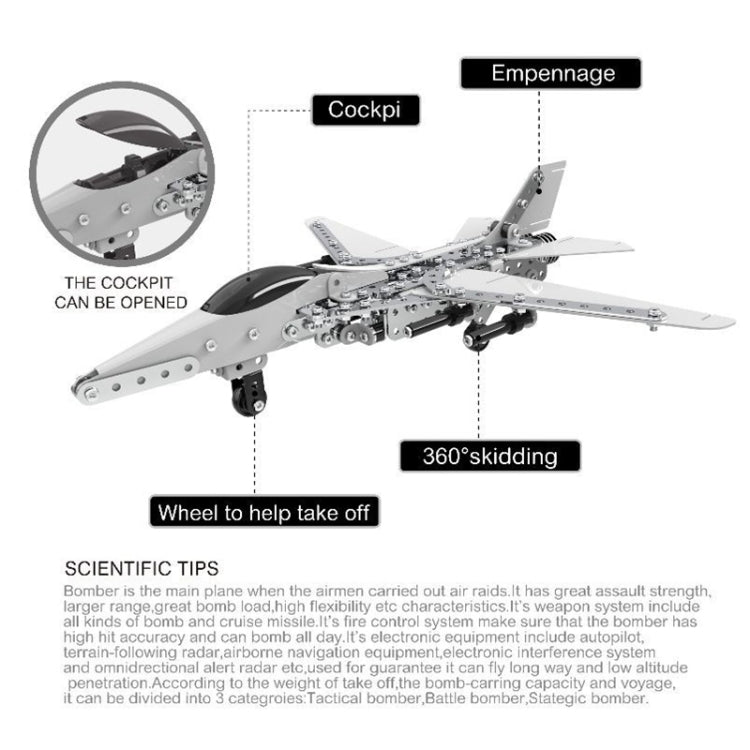 MoFun SW-022 Blocchi di assemblaggio di aerei da bombardamento in acciaio inossidabile fai-da-te, SW-022 Bombing Plane