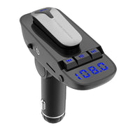 ER9 Kit per auto con chiamate in vivavoce 2 in 1 Auricolare Bluetooth senza fili Caricatore doppio USB Trasmettitore FM Lettore musicale MP3, ER9