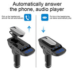 ER9 Kit per auto con chiamate in vivavoce 2 in 1 Auricolare Bluetooth senza fili Caricatore doppio USB Trasmettitore FM Lettore musicale MP3, ER9
