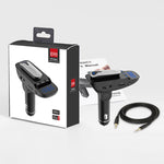 ER9 Kit per auto con chiamate in vivavoce 2 in 1 Auricolare Bluetooth senza fili Caricatore doppio USB Trasmettitore FM Lettore musicale MP3, ER9