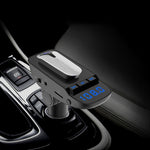 ER9 Kit per auto con chiamate in vivavoce 2 in 1 Auricolare Bluetooth senza fili Caricatore doppio USB Trasmettitore FM Lettore musicale MP3, ER9