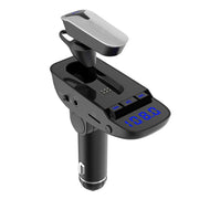 ER9 Kit per auto con chiamate in vivavoce 2 in 1 Auricolare Bluetooth senza fili Caricatore doppio USB Trasmettitore FM Lettore musicale MP3, ER9