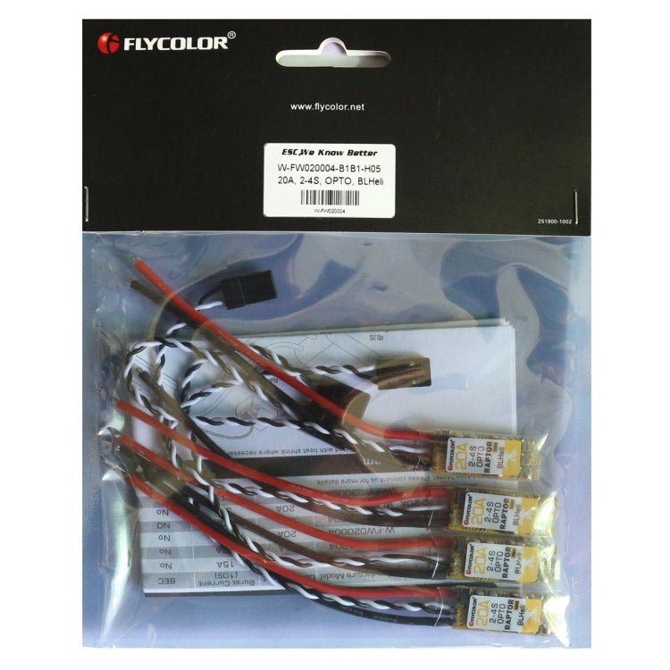 Regolatore di velocità elettrico Flycolor Raptor 390 20A 2-4S da 4 pezzi, 390 20A 4 PCS