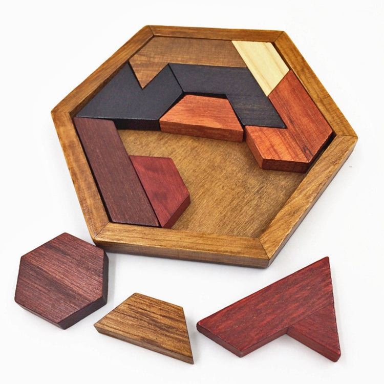 Giocattoli in legno per bambini Puzzle esagonale Puzzle a forma di anomalia geometrica Tangram