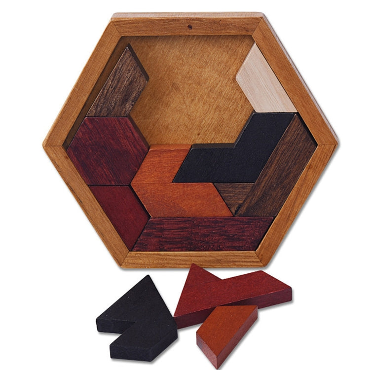 Giocattoli in legno per bambini Puzzle esagonale Puzzle a forma di anomalia geometrica Tangram