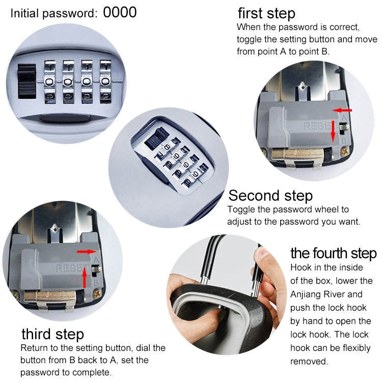 Scatola di immagazzinaggio con blocco password per auto Scatola di sicurezza Gancio Scatola di sicurezza senza installazione