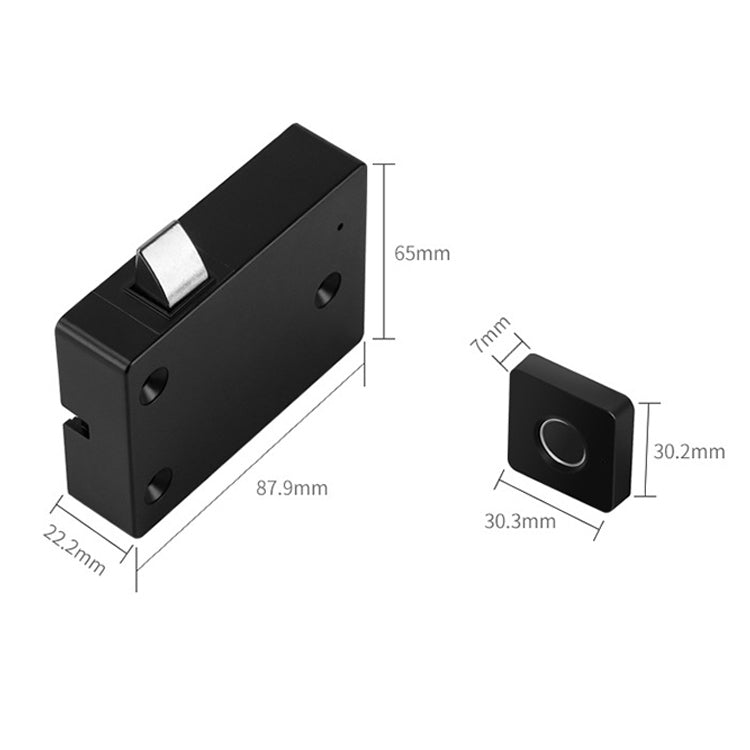 Serratura per cassetto con impronta digitale per pannello in lega di alluminio versione quadrata T5, Black, Pink, Blue, Red, Silver