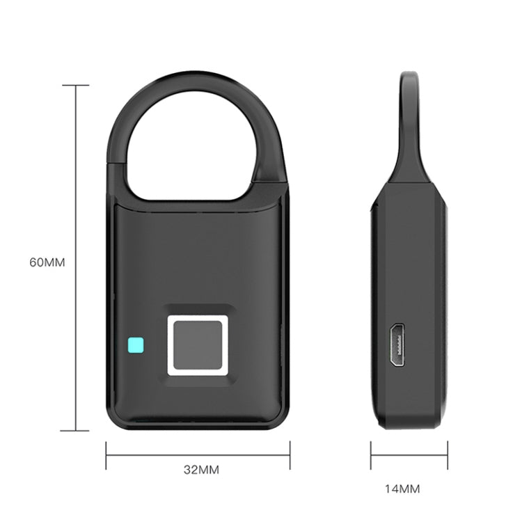 Piccolo lucchetto con rilevamento delle impronte digitali a semiconduttore di ricarica micro USB P5 da 3,7 V, P5