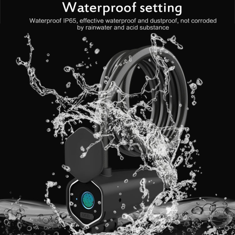 W16 IP65 Blocco impronte digitali impermeabile Corda in acciaio Antifurto Blocco per auto elettrica Blocco elettronico APP Bluetooth, W16 Bluetooth + Fingerprint