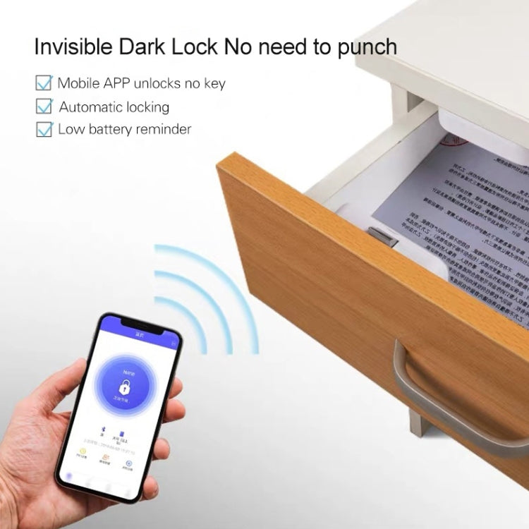 T1 Bluetooth + Tuya APP Smart Drawer Lock Blocco invisibile, supporto sblocco telecomando, T1 Bluetooth + Tuya APP