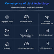 T23FB Micro USB ricarica impronta digitale intelligente in lega di zinco + Bluetooth triplo collegamento serratura per cassetto aperto serratura per armadietto, Triple Linkage Open Fingerprint + Bluetooth