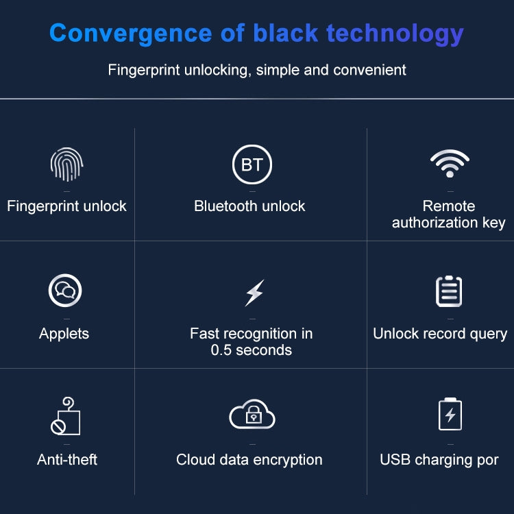 T23FB Micro USB ricarica impronta digitale intelligente in lega di zinco + Bluetooth triplo collegamento serratura per cassetto aperto serratura per armadietto, Triple Linkage Open Fingerprint + Bluetooth