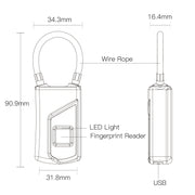 Anytek Ricarica USB Impermeabile Antifurto Senza password Lucchetto per impronte digitali elettricamente intelligente Dimensioni: 3,2 cm × 3,5 cm × 9 cm, Anytek USB Charging Padlock
