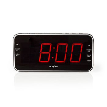 Digital Alarm Clock Radio | LED Display | 1x 3.5mm Audio Input | Time projection | AM/FM | Snooze function | Sleep timer | Number of alarms: 2 | Black