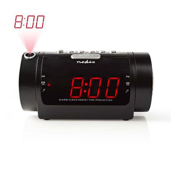 Digital Alarm Clock Radio | LED Display | Time projection | AM/FM | Snooze function | Sleep timer | Number of alarms: 2 | Black