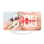 TS-8201-W Orologio da tavolo multifunzionale con specchio per trucco a LED, allarme elettronico fotosensibile automatico