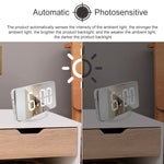 TS-8201-W Orologio da tavolo multifunzionale con specchio per trucco a LED, allarme elettronico fotosensibile automatico