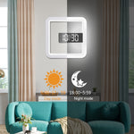 TS-S28-W Termometro quadrato RGB multifunzione Sveglia digitale Orologio da parete cavo a specchio a LED, RGB Thermometer  Clock