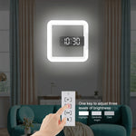 TS-S28-W Termometro quadrato RGB multifunzione Sveglia digitale Orologio da parete cavo a specchio a LED, RGB Thermometer  Clock