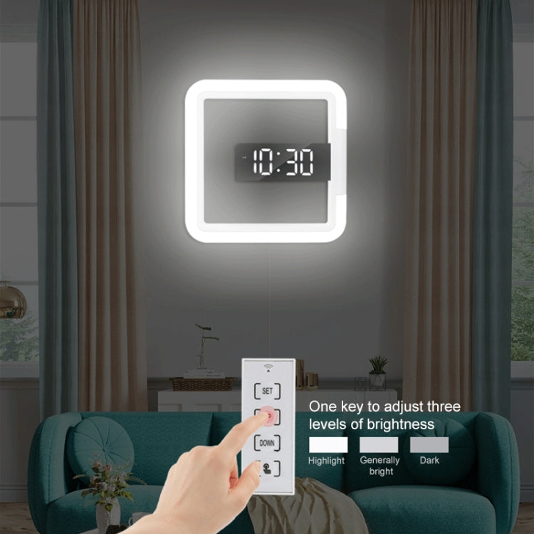 TS-S28-W Termometro quadrato RGB multifunzione Sveglia digitale Orologio da parete cavo a specchio a LED, RGB Thermometer  Clock