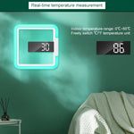 TS-S28-W Termometro quadrato RGB multifunzione Sveglia digitale Orologio da parete cavo a specchio a LED, RGB Thermometer  Clock