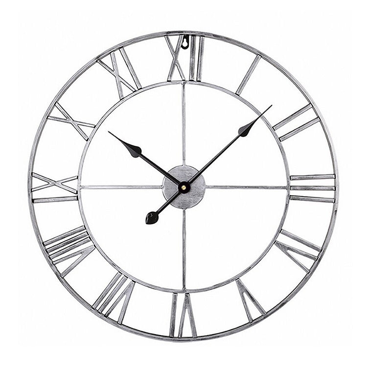 Orologio da parete decorativo muto con numeri romani rotondi in ferro da salotto retrò da 40 cm, 40cm