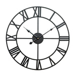 Orologio da parete decorativo muto con numeri romani rotondi in ferro da salotto retrò da 45 cm, 45cm