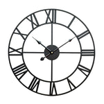 Orologio da parete decorativo muto con numeri romani rotondi in ferro da soggiorno retrò da 60 cm, 60cm