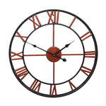 Orologio da parete decorativo muto con numeri romani rotondi in ferro da soggiorno retrò da 60 cm, 60cm