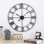 Orologio da parete decorativo muto con numeri romani rotondi in ferro da soggiorno retrò da 80 cm, 80cm
