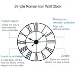 Orologio da parete decorativo muto con numeri romani rotondi in ferro da soggiorno retrò da 80 cm, 80cm