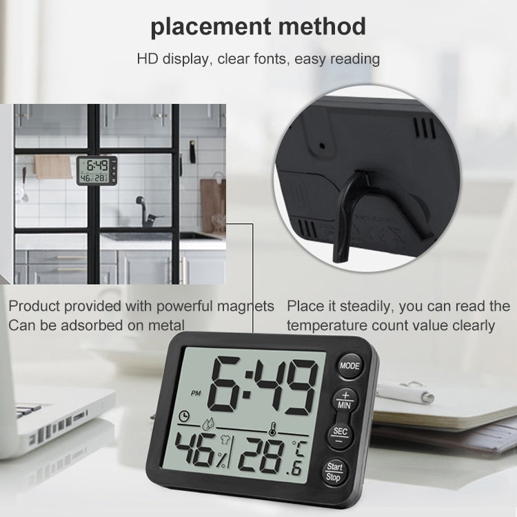 TS-9606-WR Misuratore di umidità della temperatura con timer allarme a schermo grande (bianco rosso)