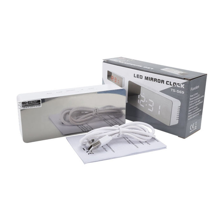 TS-S69-R Sveglia LED multifunzionale Batteria/Ricarica plug-in Orologio specchio per il trucco a doppio scopo, TS-S69-G, TS-S69-HW, TS-S69-R