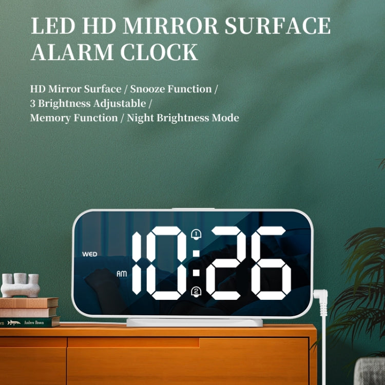 8821 Sveglia snooze a doppio scopo con specchio a LED, 8821(Black), 8821(White)
