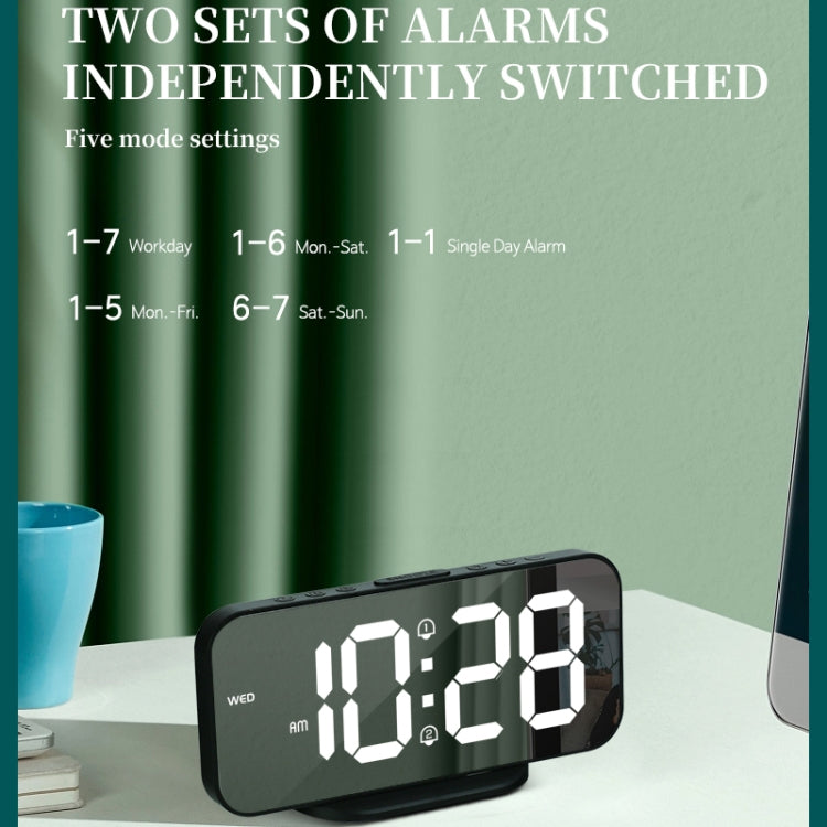 8821 Sveglia snooze a doppio scopo con specchio a LED, 8821(Black), 8821(White)