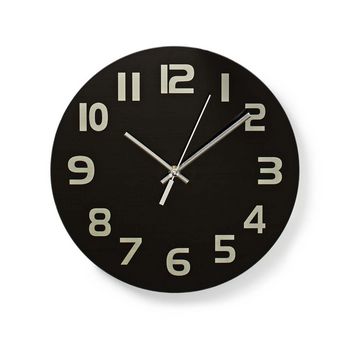 Wall Clock | Diameter: 300mm | Glass | Black