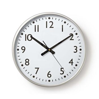 Wall Clock | Diameter: 380 mm | Plastic | Silver/White