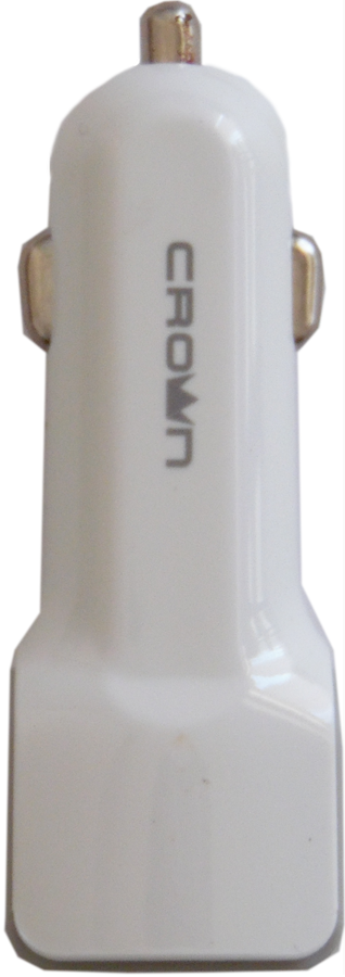Caricabatterie per auto 2xUSB bianco CrownMicro