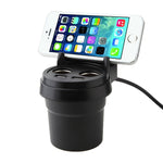 Caricatore per auto con due porte USB e due prese accendisigari da 5 V 1 A+2,4 A con funzione di supporto, 5V 1A+2.4A