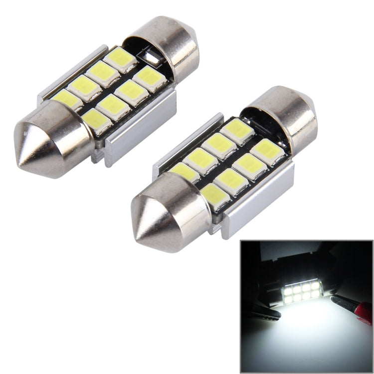 2 PZ 31mm Festoon 3W 300LM Luce bianca 8 LED 3528 SMD Canbus Lampade da lettura per auto senza errori, DC 12, 31mm