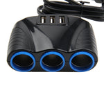 Caricatore per auto 12-24 V 3,1 A 3 porte USB e 3 prese per accendisigari, 12-24V 3.1A  With 23 USB