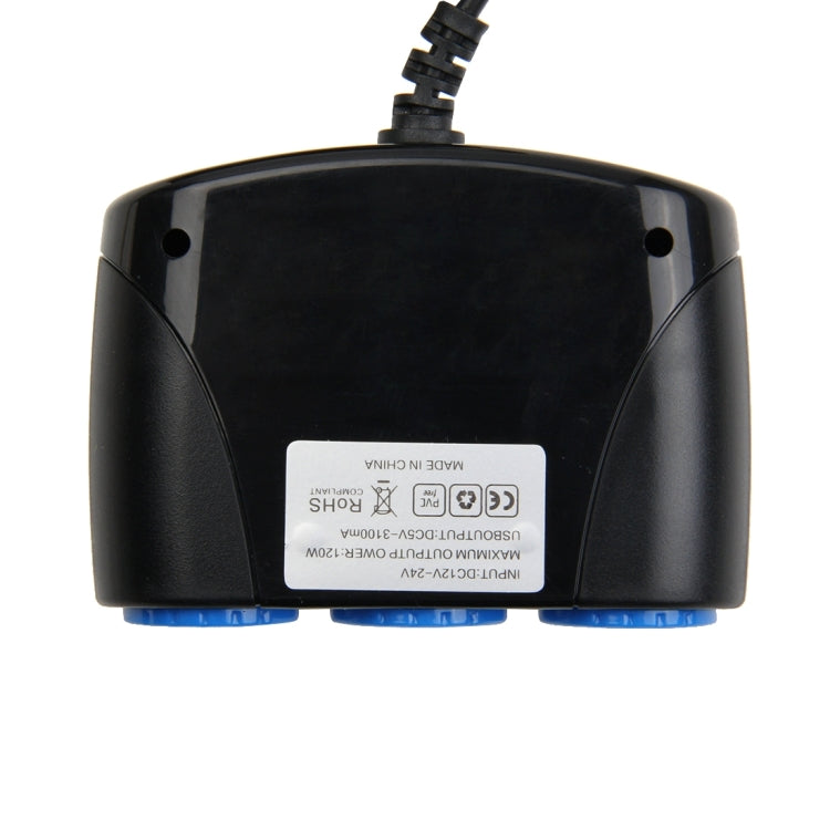 Caricatore per auto 12-24 V 3,1 A 3 porte USB e 3 prese per accendisigari, 12-24V 3.1A  With 23 USB