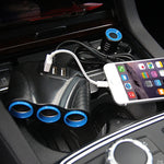 Caricatore per auto 12-24 V 3,1 A 3 porte USB e 3 prese per accendisigari, 12-24V 3.1A  With 23 USB