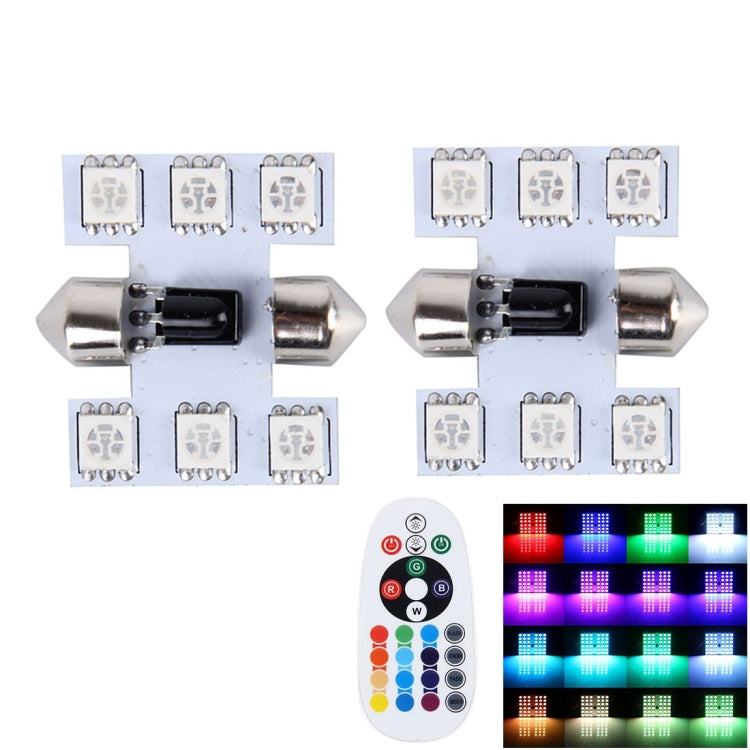 Lampada da lettura a LED per cupola per auto con telecomando bicuspide colorato da 2 pezzi da 31 mm con 6 luci a LED, 31MM  6 LED Lights