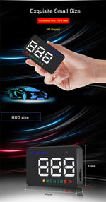 Geyiren A5 HUD Head Up Display per auto da 3,5 pollici con sistema GPS, display a due modalità, sensori di luce, velocità KM/h MPH, bussola, allarme di velocità, A5(Black), A5 (Green Light)