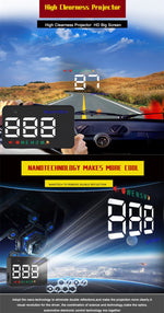 Geyiren A5 HUD Head Up Display per auto da 3,5 pollici con sistema GPS, display a due modalità, sensori di luce, velocità KM/h MPH, bussola, allarme di velocità, A5(Black), A5 (Green Light)