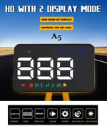 Geyiren A5 HUD Head Up Display per auto da 3,5 pollici con sistema GPS, display a due modalità, sensori di luce, velocità KM/h MPH, bussola, allarme di velocità, A5(Black), A5 (Green Light)