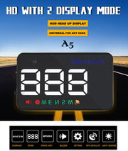 Geyiren A5 HUD Head Up Display per auto da 3,5 pollici con sistema GPS, display a due modalità, sensori di luce, velocità KM/h MPH, bussola, allarme di velocità, A5(Black), A5 (Green Light)